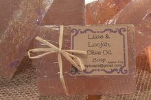Load image into Gallery viewer, Handcrafted Lilac &amp; Loofah Olive Oil Soap